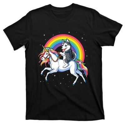 Siberian Husky Unicorn T Girl Space Galaxy Rainbow T-Shirt