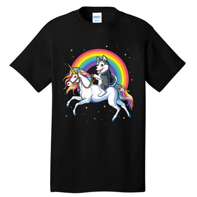 Siberian Husky Unicorn T Girl Space Galaxy Rainbow Tall T-Shirt