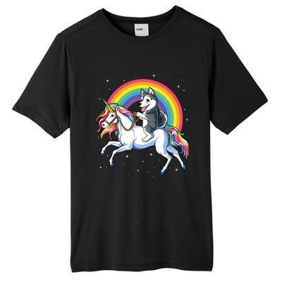 Siberian Husky Unicorn T Girl Space Galaxy Rainbow Tall Fusion ChromaSoft Performance T-Shirt