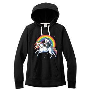 Siberian Husky Unicorn T Girl Space Galaxy Rainbow Women's Fleece Hoodie