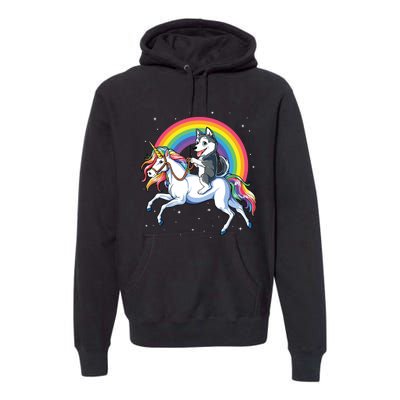 Siberian Husky Unicorn T Girl Space Galaxy Rainbow Premium Hoodie