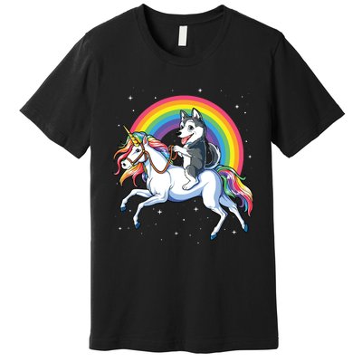 Siberian Husky Unicorn T Girl Space Galaxy Rainbow Premium T-Shirt