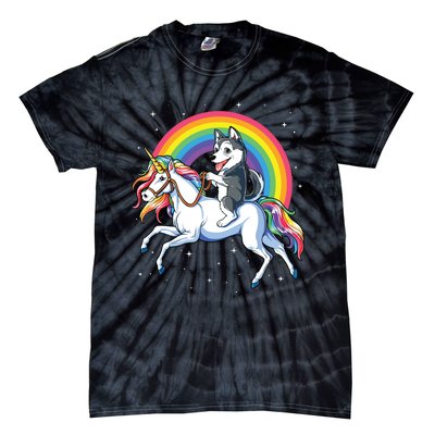 Siberian Husky Unicorn T Girl Space Galaxy Rainbow Tie-Dye T-Shirt