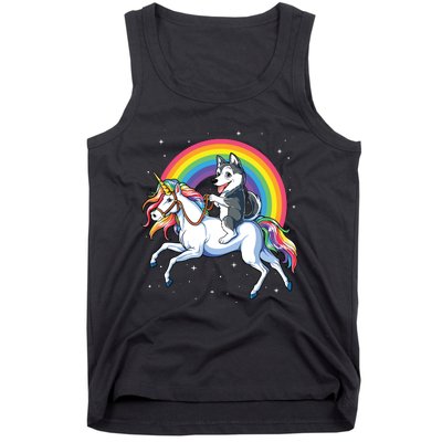 Siberian Husky Unicorn T Girl Space Galaxy Rainbow Tank Top