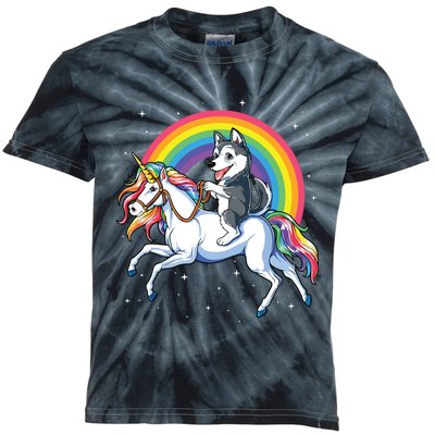 Siberian Husky Unicorn T Girl Space Galaxy Rainbow Kids Tie-Dye T-Shirt