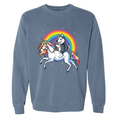 Siberian Husky Unicorn T Girl Space Galaxy Rainbow Garment-Dyed Sweatshirt