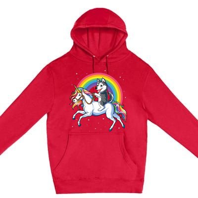 Siberian Husky Unicorn T Girl Space Galaxy Rainbow Premium Pullover Hoodie