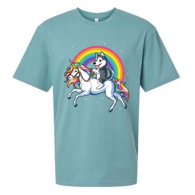 Siberian Husky Unicorn T Girl Space Galaxy Rainbow Sueded Cloud Jersey T-Shirt