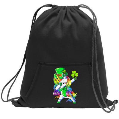 Shamrock Heart Unicorn Face Irish Happy St Patrick's Day Sweatshirt Cinch Pack Bag