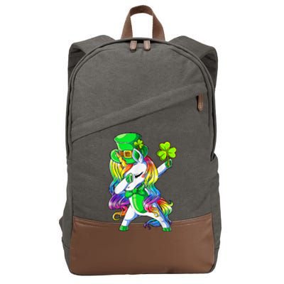 Shamrock Heart Unicorn Face Irish Happy St Patrick's Day Cotton Canvas Backpack