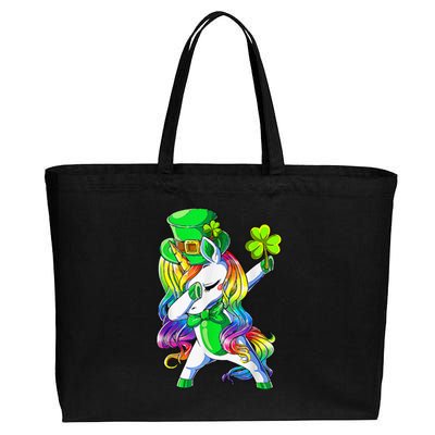 Shamrock Heart Unicorn Face Irish Happy St Patrick's Day Cotton Canvas Jumbo Tote