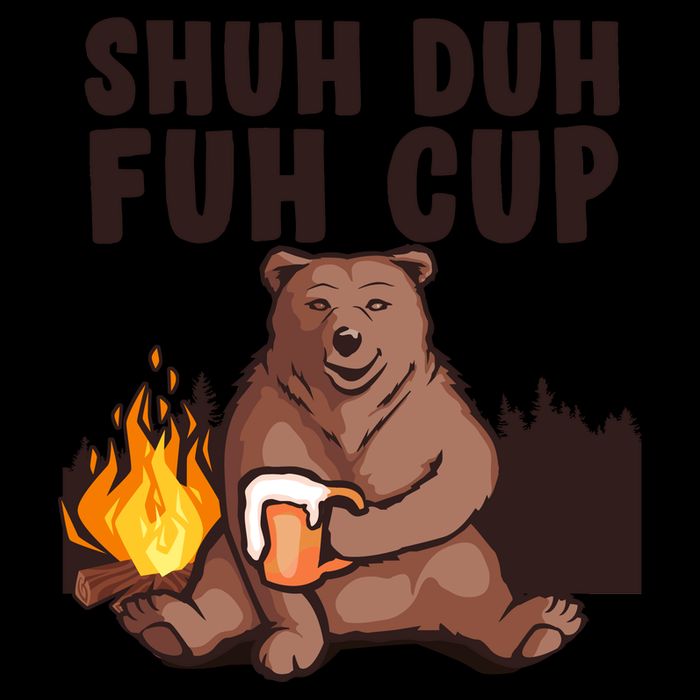 Shuh Duh Fuh Cup Bear Drinking Beer Camping Mug