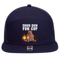 Shuh Duh Fuh Cup Bear Drinking Beer Camping 7 Panel Mesh Trucker Snapback Hat