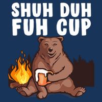 Shuh Duh Fuh Cup Bear Drinking Beer Camping 7 Panel Mesh Trucker Snapback Hat