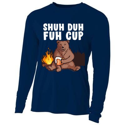 Shuh Duh Fuh Cup Bear Drinking Beer Camping Cooling Performance Long Sleeve Crew