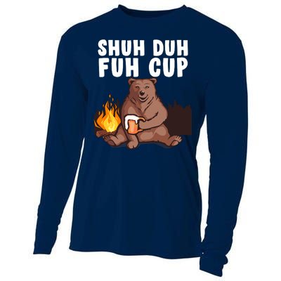 Shuh Duh Fuh Cup Bear Drinking Beer Camping Cooling Performance Long Sleeve Crew