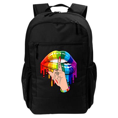 Shut The F Up Dripping Rainbow Gay Pride LGBT Lips Backpack