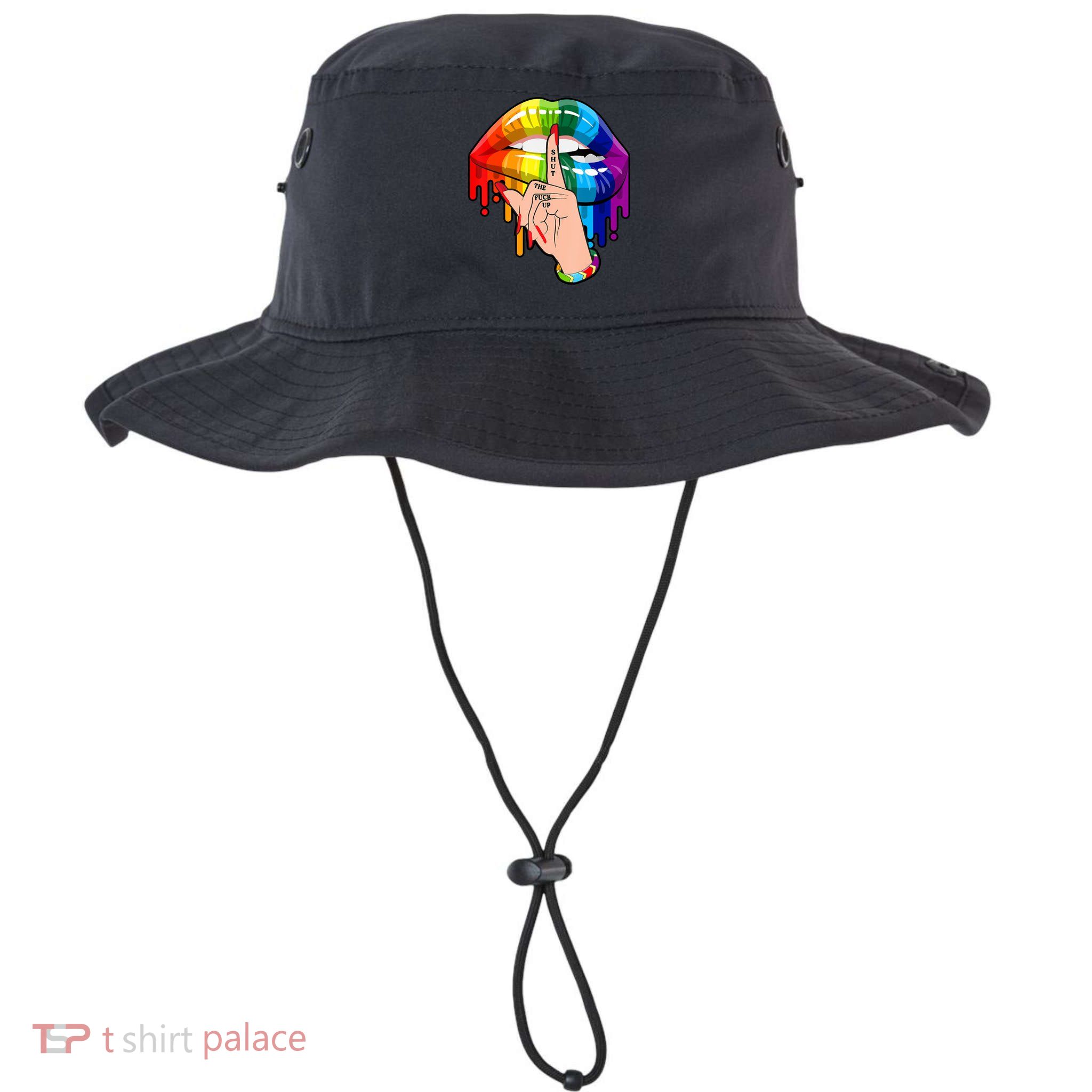 Shut The F Up Dripping Rainbow Gay Pride LGBT Lips Legacy Cool Fit Booney Bucket Hat