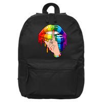 Shut The F Up Dripping Rainbow Gay Pride LGBT Lips 16 in Basic Backpack