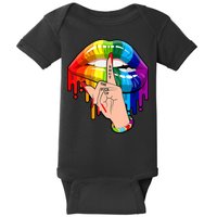 Shut The F Up Dripping Rainbow Gay Pride LGBT Lips Baby Bodysuit