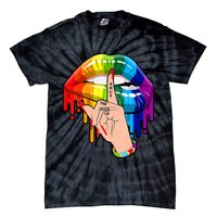 Shut The F Up Dripping Rainbow Gay Pride LGBT Lips Tie-Dye T-Shirt