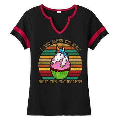 Shut The Fucupcakes Ladies Halftime Notch Neck Tee