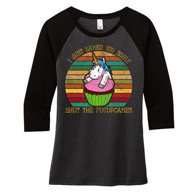 Shut The Fucupcakes Women's Tri-Blend 3/4-Sleeve Raglan Shirt