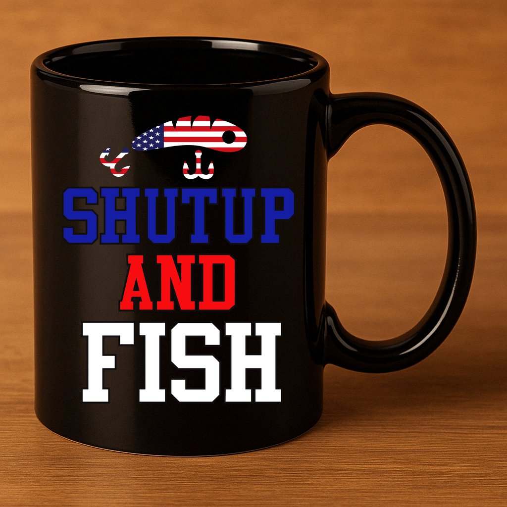 Shut Up And Fish 11oz C Handle Ceramic Mug