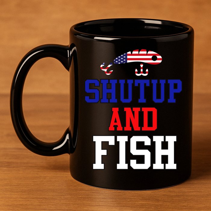 Shut Up And Fish 11oz C Handle Ceramic Mug
