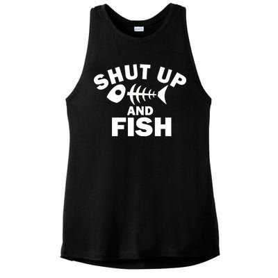 Shut Up And Fish Fishing Ladies PosiCharge Tri-Blend Wicking Tank