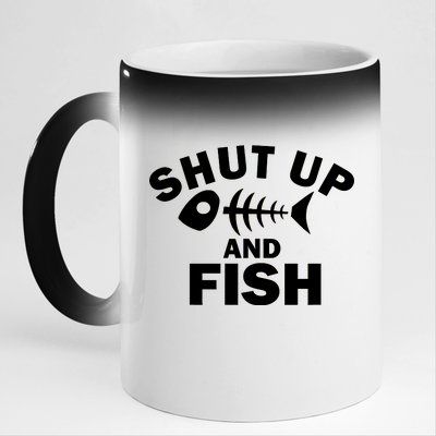 Shut Up And Fish Fishing 11oz Black Color Changing Mug