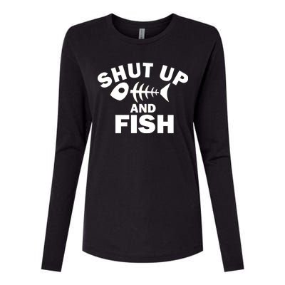 Shut Up And Fish Fishing Womens Cotton Relaxed Long Sleeve T-Shirt