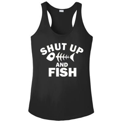 Shut Up And Fish Fishing Ladies PosiCharge Competitor Racerback Tank