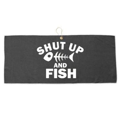 Shut Up And Fish Fishing Large Microfiber Waffle Golf Towel