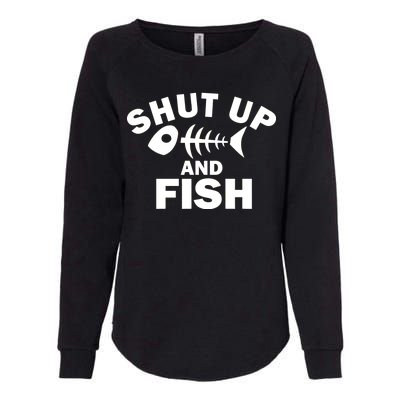 Shut Up And Fish Fishing Womens California Wash Sweatshirt