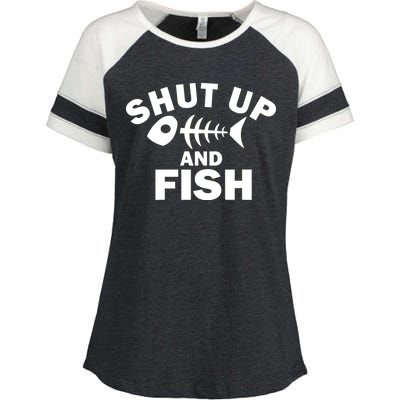 Shut Up And Fish Fishing Enza Ladies Jersey Colorblock Tee