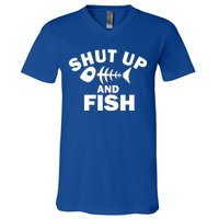 Shut Up And Fish Fishing V-Neck T-Shirt