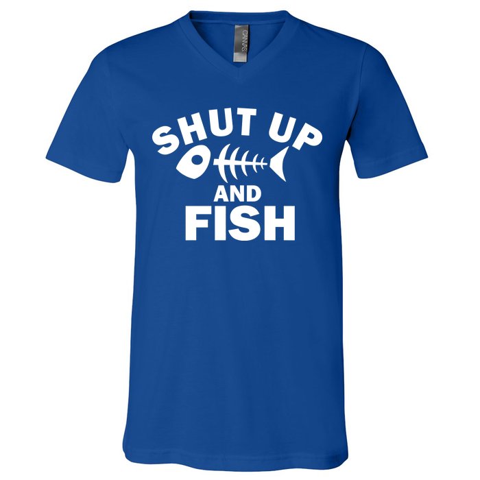 Shut Up And Fish Fishing V-Neck T-Shirt