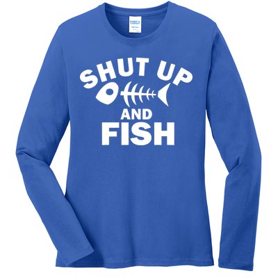 Shut Up And Fish Fishing Ladies Long Sleeve Shirt