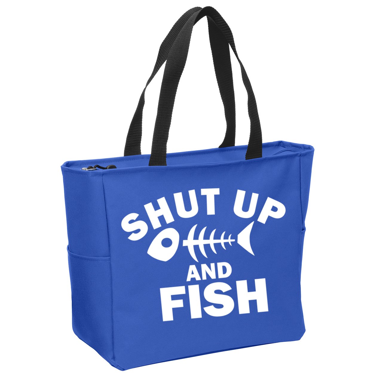 Shut Up And Fish Fishing Zip Tote Bag