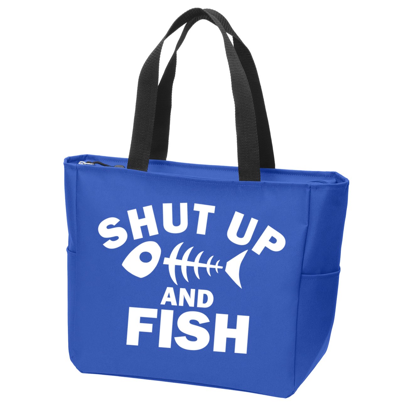 Shut Up And Fish Fishing Zip Tote Bag