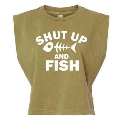 Shut Up And Fish Fishing Garment-Dyed Women's Muscle Tee