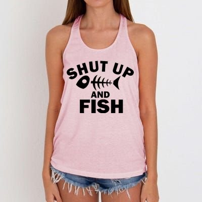 Shut Up And Fish Fishing Women's Knotted Racerback Tank