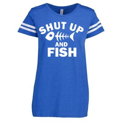 Shut Up And Fish Fishing Enza Ladies Jersey Football T-Shirt