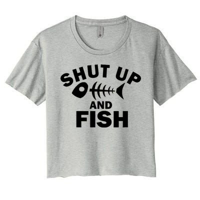 Shut Up And Fish Fishing Women's Crop Top Tee