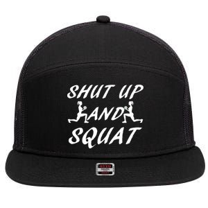 Shut Up And Squat Gym Fitness Workout 7 Panel Mesh Trucker Snapback Hat