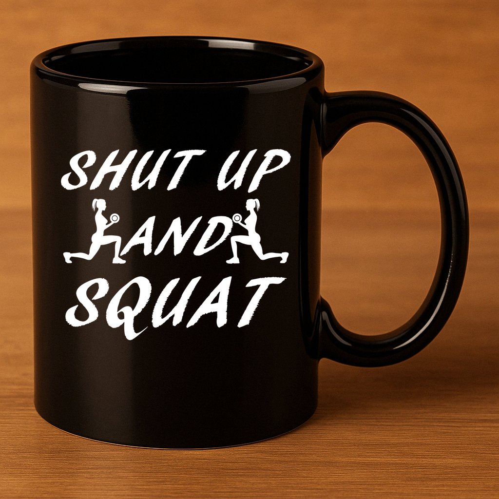 Shut Up And Squat Gym Fitness Workout 11oz C Handle Ceramic Mug
