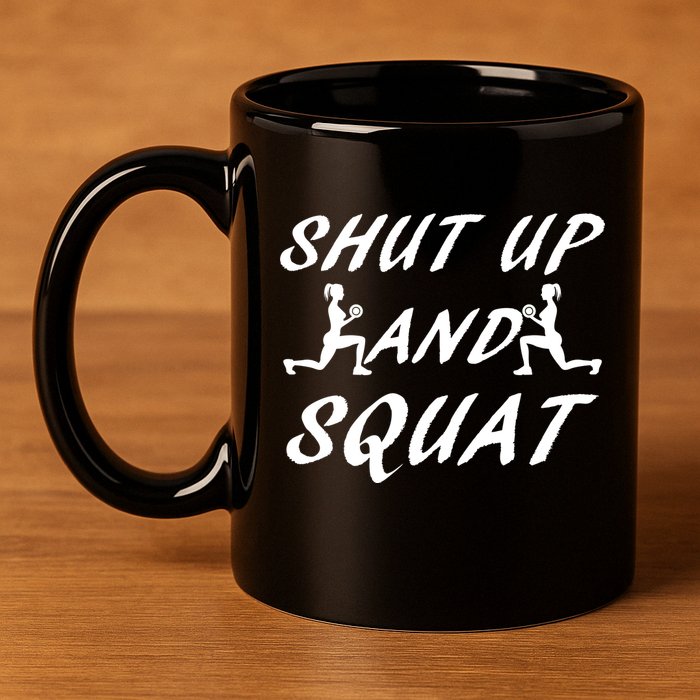 Shut Up And Squat Gym Fitness Workout 11oz C Handle Ceramic Mug