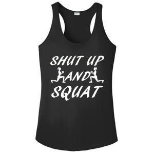 Shut Up And Squat Gym Fitness Workout Ladies PosiCharge Competitor Racerback Tank