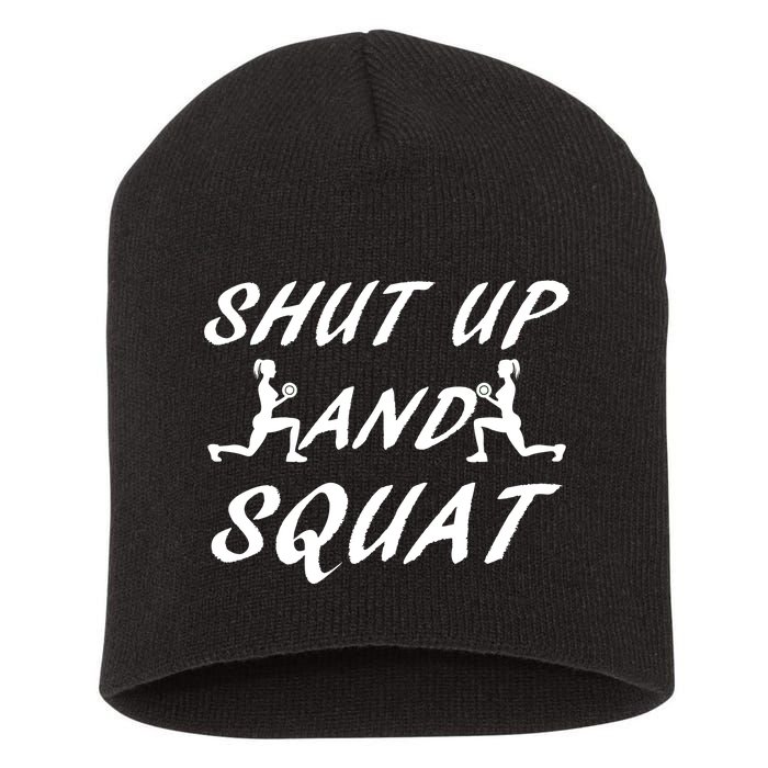 Shut Up And Squat Gym Fitness Workout Short Acrylic Beanie